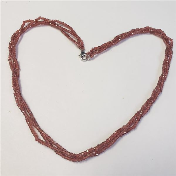 Silver Garnet Triple Strand 16" Necklace, Suggested Retail Value $240