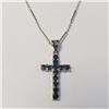 Image 1 : Silver Sapphire Cross 18" Necklace, Suggested Retail Value $400