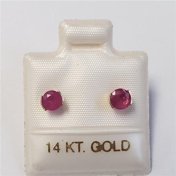 14K Yellow Gold Ruby Earrings, Made in Canada, Suggested Retail Value $240