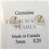 Image 3 : 14K Yellow Gold Fresh Water Pearl 3Mm Earrings, Made in Canada, Suggested Retail Value $160