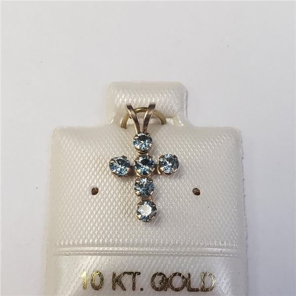 10K Yellow Gold Blue Zircon Pendant, Made in Canada, Suggested Retail Value $300