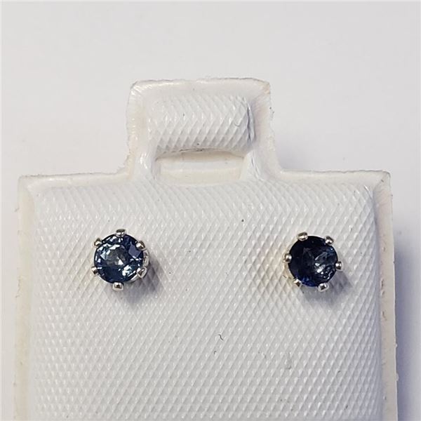 Silver Sapphire(0.4ct) Earrings, Made in Canada, Suggested Retail Value $120