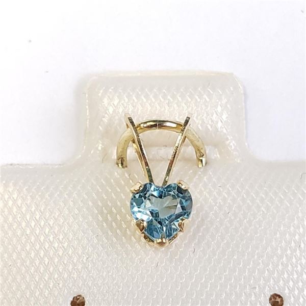 14K Yellow Gold Blue Topaz(0.28ct) Pendant, Made in Canada, Suggested Retail Value $160