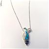 Image 2 : Silver Opalite And Tanzanite 18" Necklace, Suggested Retail Value $200