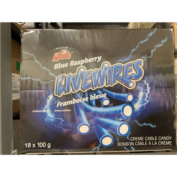 CASE LOT - Koala Blue Raspberry Livewires Cream Cable Candy 18 x 100g