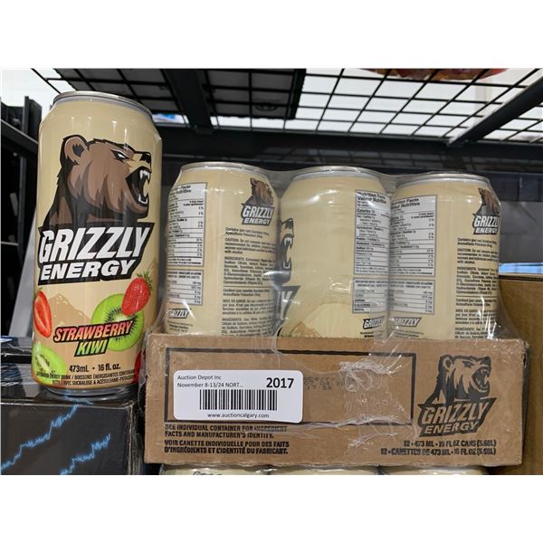 CASE LOT - Grizzly Energy Strawberry Kiwi Caffenated Energy Drink 12 x 473ml