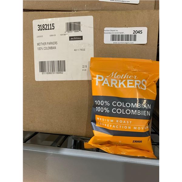 CASE LOT - Mother Parkers 100% Colombian Medium Roast Coffee 42 x1.75oz