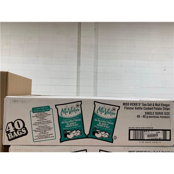CASE LOT - Miss Vickie's Sea Salt & Malt Vinegar Kettle Cooked Chips 40 x 40g