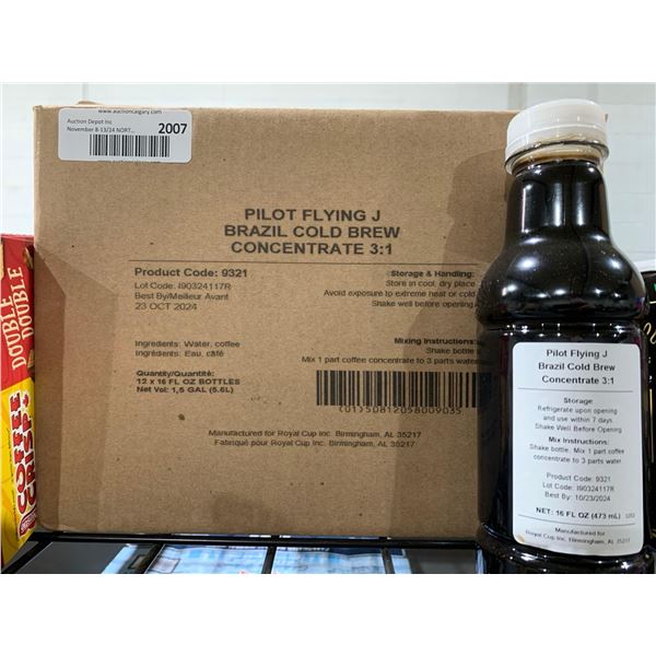 CASE LOT - Pilot Flying J Brazil Cold Brew Concentrate 3:1  12 x 16 Fl Oz