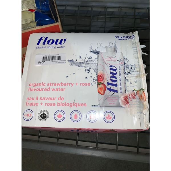 CASE LOT - Flow Alkaline Spring Water Organic Strawberry & Rose Flavored Water 12 x 500ml