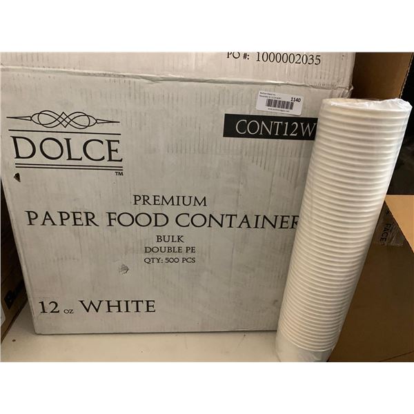 Dolce Premium Paper Food Containers, Bulk (500pcs) White