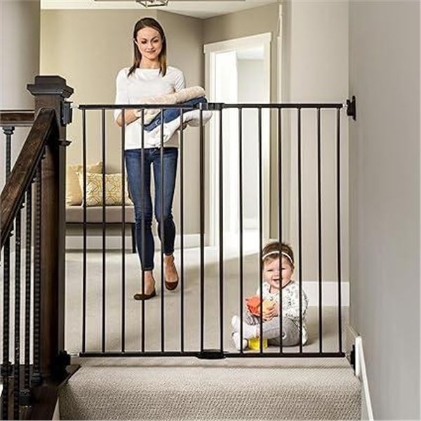 Regalo Extra Tll Top of Stair Metal, Walk-through Safety Gate (Black)