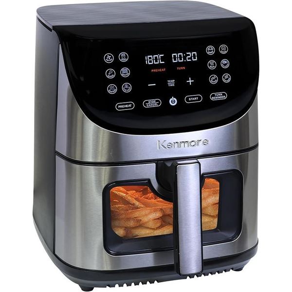 Kenmore Air Fryer Appartment Essential Family Size 8Q Digital Touch Screen 12 Preset Cooking Functio