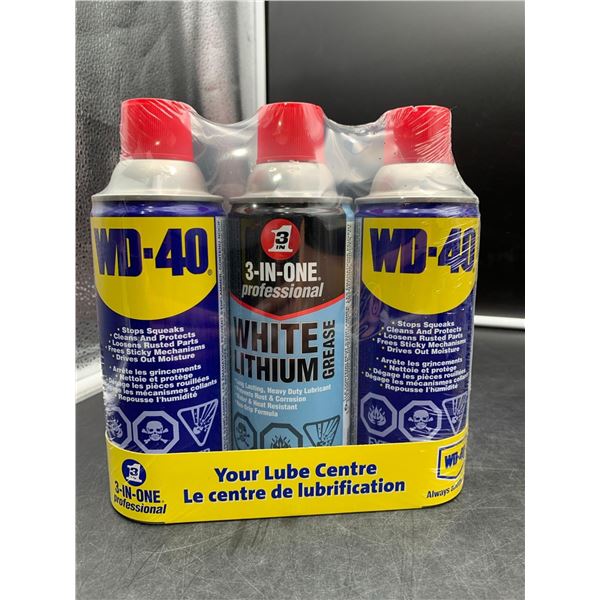 WD-40 and 3-in-one Professional White Lithium Grease Lubricants (3pk)
