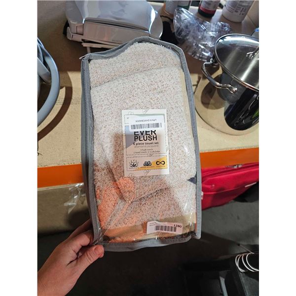 Ever Plush 6 Piece Brown Jacquard Bathroom Towel Set