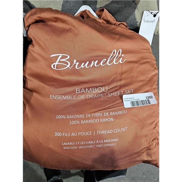 Brunelli Bambou 4 Pc Terracotta Sheet Set - Queen Size  includes: 1 fitted sheet, 1 flat sheet, 2 qu