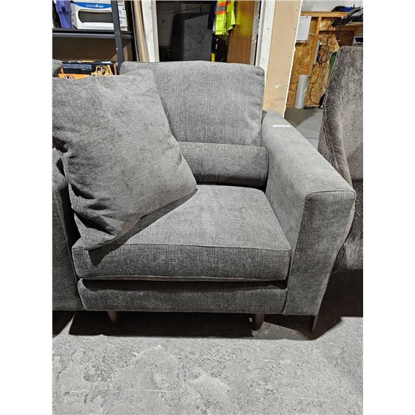 Trendline Living Collection Armchair with back support pillow & Throw Pillow - Gray