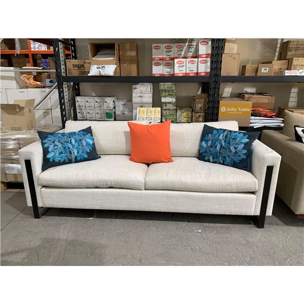 Olso Sofa 91"x37"x34"H Bronze Champagne Ultralux Seat / Feather Back Standard with 3 Throw Pillows