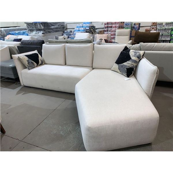 Off Set Fabric Sectional 64" x 36" and 64" x 36"  With Throw Pillows