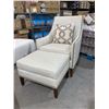 Image 1 : Vogel By Chervin High Back Fabric Arm Chair 30"x30" And Ottoman 26"x20" With Nailhead Trim And Throw