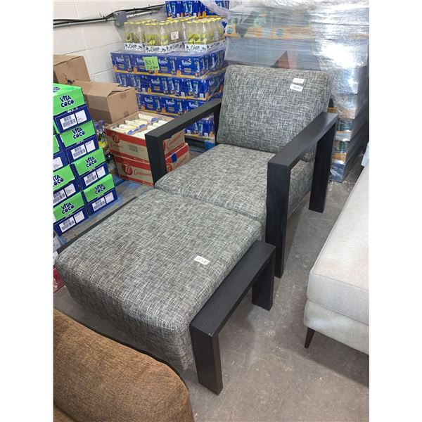 Modern Upholstered Arm Chair 34"x30" And Matching Ottoman 34"x30"