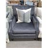 Image 1 : Lexington Home Brands Arm Chair Silver with Nailhead Trim and Throw Pillow 32" x 32"