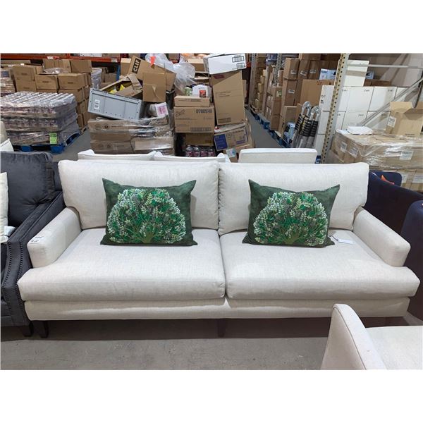 Lee Earth Friendly Upholstery Sofa Off White With Throw Pillows 88'x34"