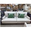 Image 1 : Lee Earth Friendly Upholstery Sofa Off White With Throw Pillows 88'x34"