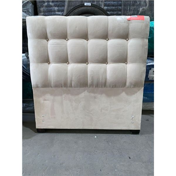 Upholstered Tufted Twin Size Headboard Cream Velour