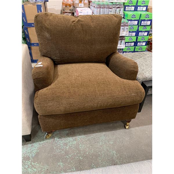 Silva Upholstered Brown Overstuffed Arm Chair 40' x 34"
