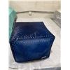 Image 3 : InterludeHome Hair On Hide Style Ottoman Square Blue 24"