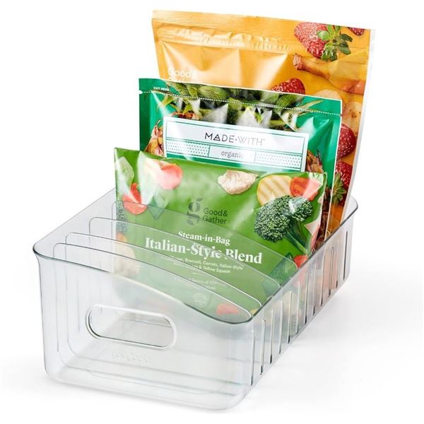 YouCopia FreezeUp Freezer Bin 15", BPA-Free Clear Fridge Organizer with Adjustable Dividers and Hand