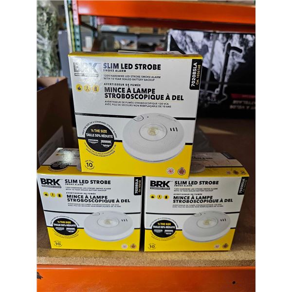 Lot of 3  BRK SLim LED Strobe Smoke Alarms