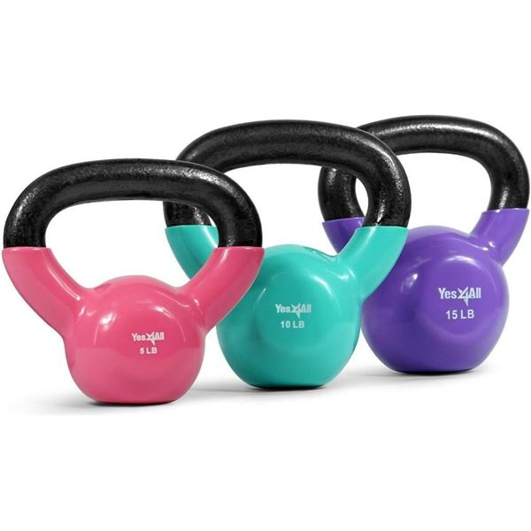 Yes4All Kettleball-PVC-5+10+15 Lbs Multicolor