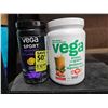 Image 1 : Lot of 2 - Vega Protein Powder Salted Caramel510g & Vega Sport Recovery Drink Tropical Fruit Flavor 