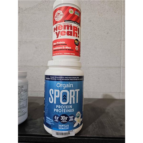 Lot of 2 Hemp Yeah Max Protein Powder 454g & Orgain Sport Protein Powder 912g