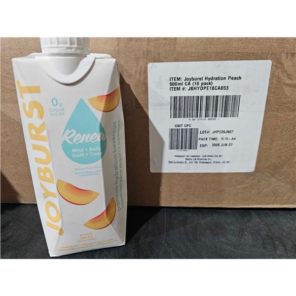 Joyburst Renew Premium Hydration Beverage Peach Flavor 18x500ml