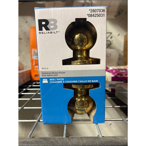 Realiabilt polished brass finish bathroom / bedroom door knob