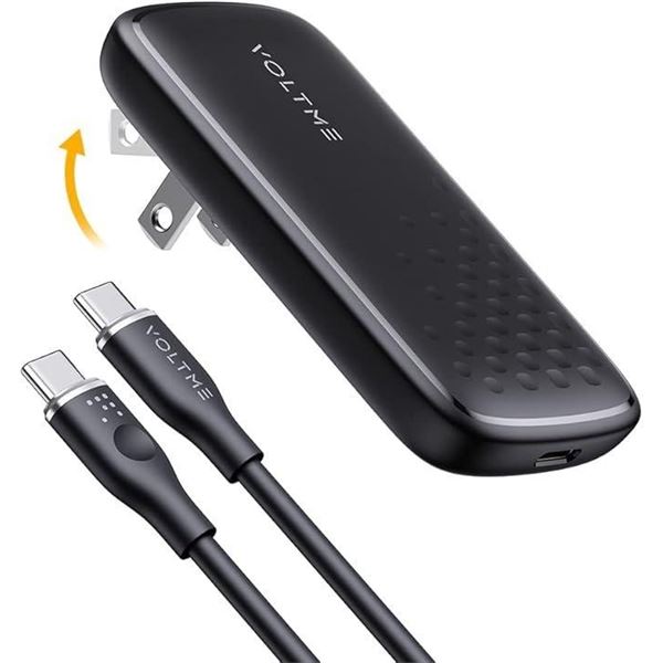 VOLTME USB C Charger, 65W PD 3.0 Wall Charger with 3.3FT Cable, Ultra Slim USB C Power Adapter with 