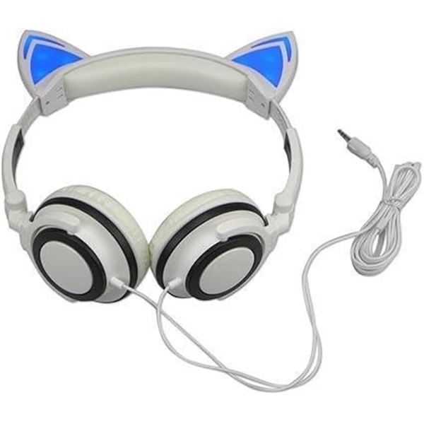Ledyoung Cat Ear Headphones Led Light Flashing Glowing Cosplay Fancy Cat Ear Headphones Foldable Ove