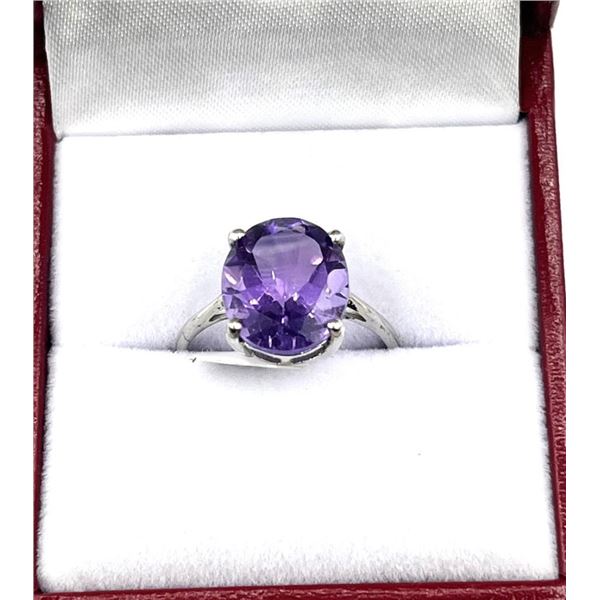 Sterling Silver Natural Amethyst (4ct) Ring, Size 8, W/A $400.00. Amethyst is the birthstone for Feb