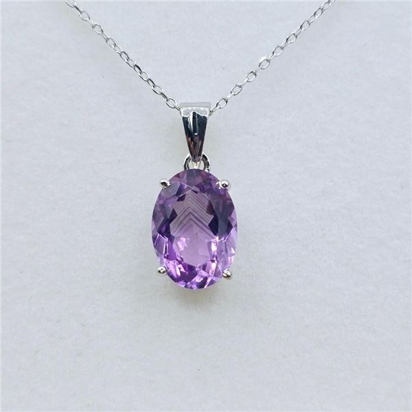 Sterling Silver Natural Amethyst (6.5ct) Pendant With Sterling Silver Chain, W/A $670.00.