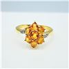Image 2 : Sterling Silver Natural Orange Sapphire (1.19ct) with Natural White Sapphire (0.04ct) Ring, Size 7, 