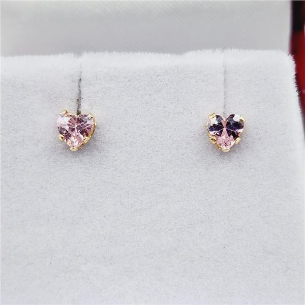 14KT Yellow Gold Pink CZ Earrings,Retail $200.00.
