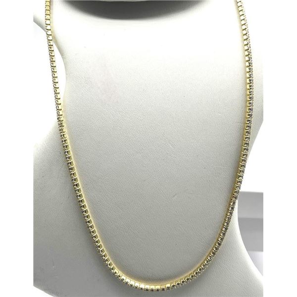 Gold Plated Sterling Silver CZ (8ct) 16"-18" Tennis Necklace, W/A $1770.00.
