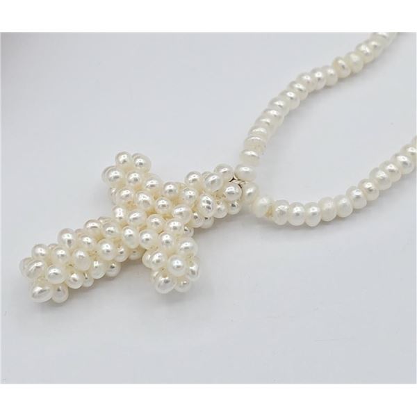 Freshwater Pearl 4.5-2.5mm Cross 16" Necklace, W/A $995.00.