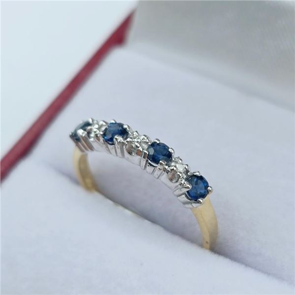 10KT Yellow Gold Natural Blue Sapphire (0.40ct) with Diamonds (0.03ct) Ring, Size 6, W/A $1100.00. S