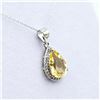 Image 1 : Sterling Silver Natural Citrine Quartz (4ct) and CZ (0.25ct) Pendant With Sterling Silver Chain, W/A