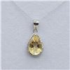 Image 2 : Sterling Silver Natural Citrine Quartz (4ct) and CZ (0.25ct) Pendant With Sterling Silver Chain, W/A