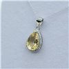 Image 3 : Sterling Silver Natural Citrine Quartz (4ct) and CZ (0.25ct) Pendant With Sterling Silver Chain, W/A